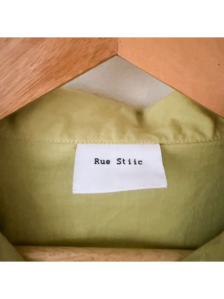Nwot Rue Stiic S Embroidered Cotton Button Front Blouse Olive Green Scalloped — image 5 of 8